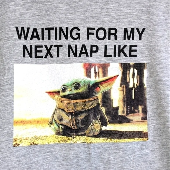 Star Wars Baby Yoda Naptime Manalorian Grey T-Shirt - Picture 3 of 5